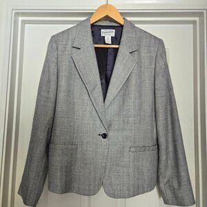 Pendleton Gray‎ Herringbone Wool Silk Blazer 12